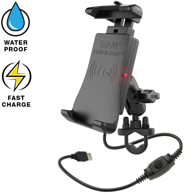 RAM Quick-Grip waterdichte Telefoonhouder met Draadloze Oplader - RAM-B-149Z-A-UN14W