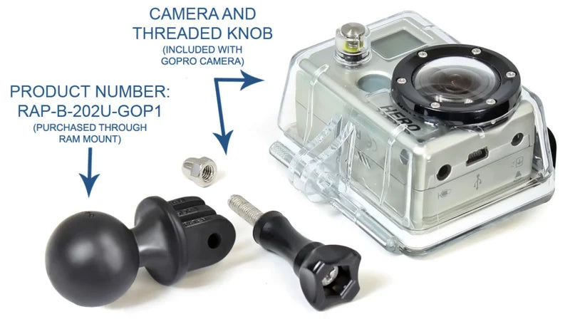 RAM GoPro adapter met 1 inch B-kogel - RAP-B-202U-GOP1