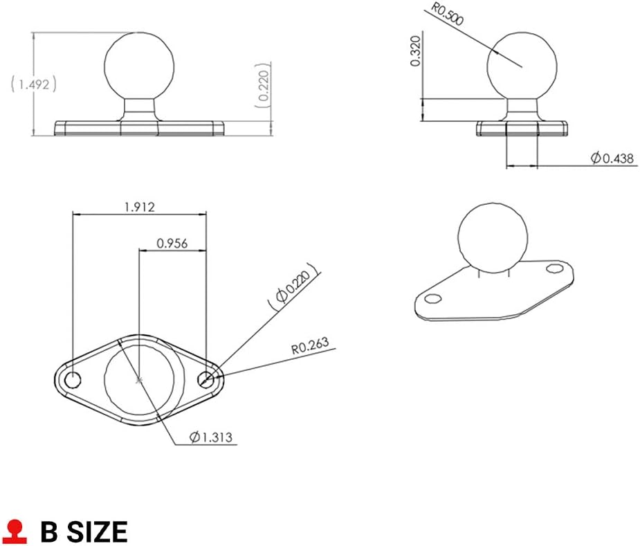 RAM Base Boule Diamant RAM-B-238U