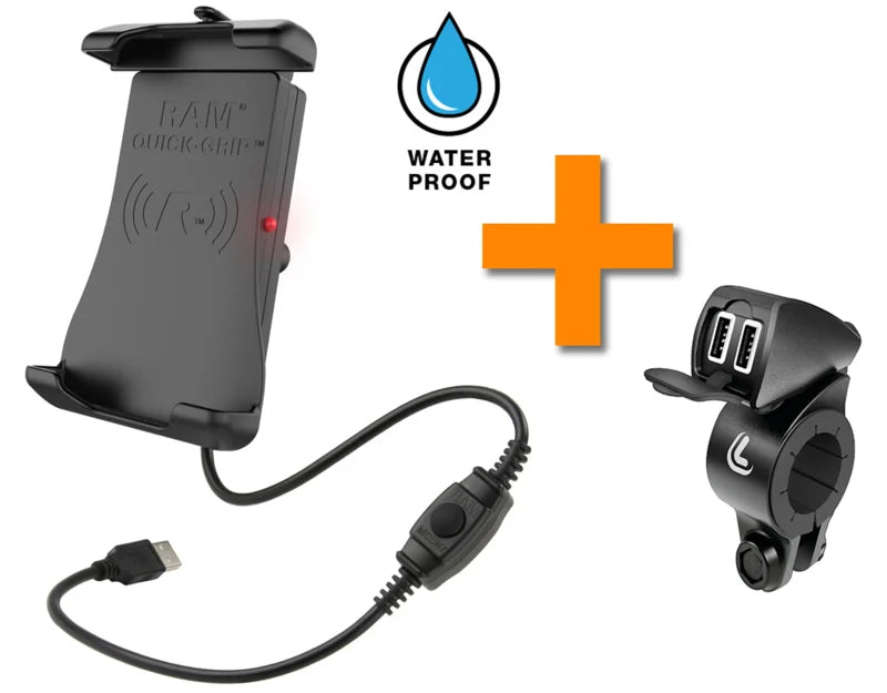 RAM Quick-Grip Draadloze Motor Telefoonhouder + Lampa USB Fix Trek USB Oplader