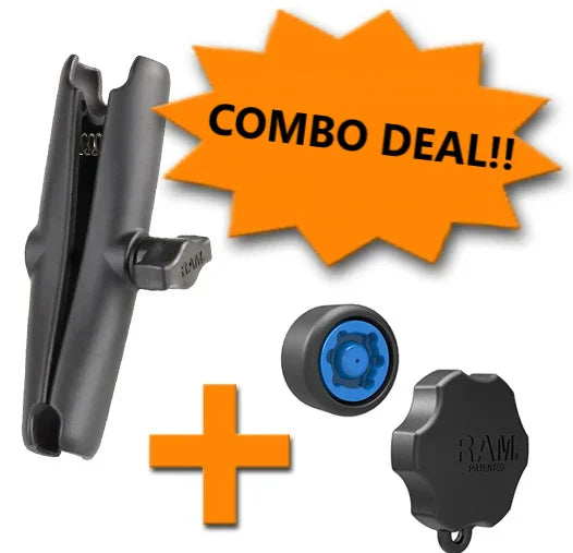 RAM Mount Combo Deal Lange Arm + Pin-Lock Security Knop | B-Size