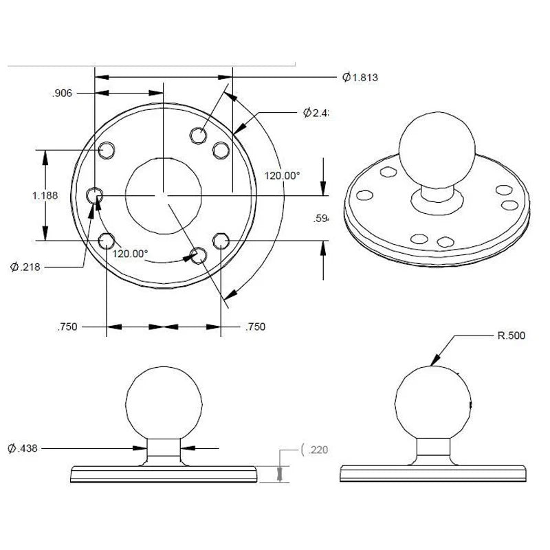 Adaptateur rond RAM mount - RAM-B-202U