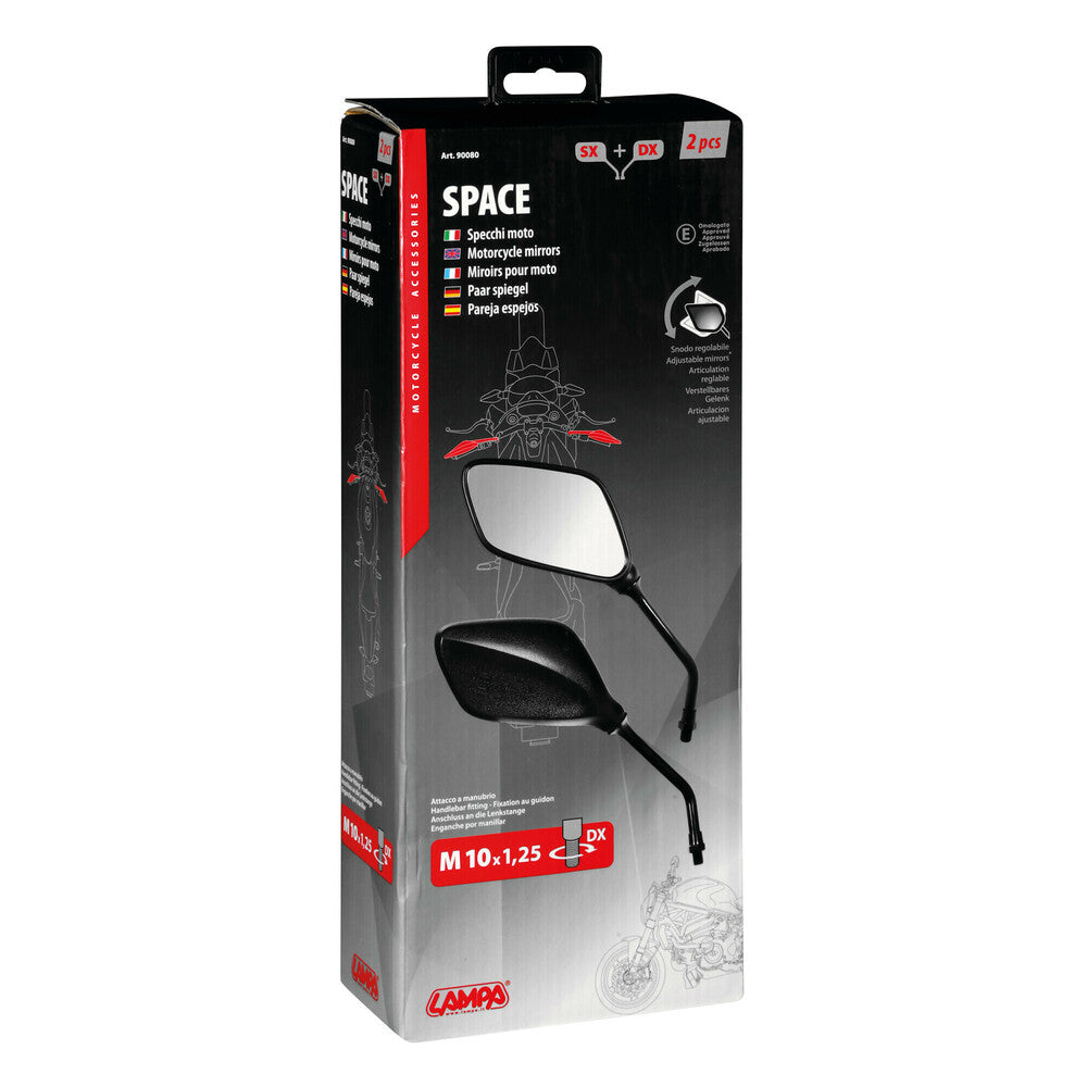 LAMPA SPACE Motorspiegel Set M10 x 1.25 – Universele Motor Spiegelset