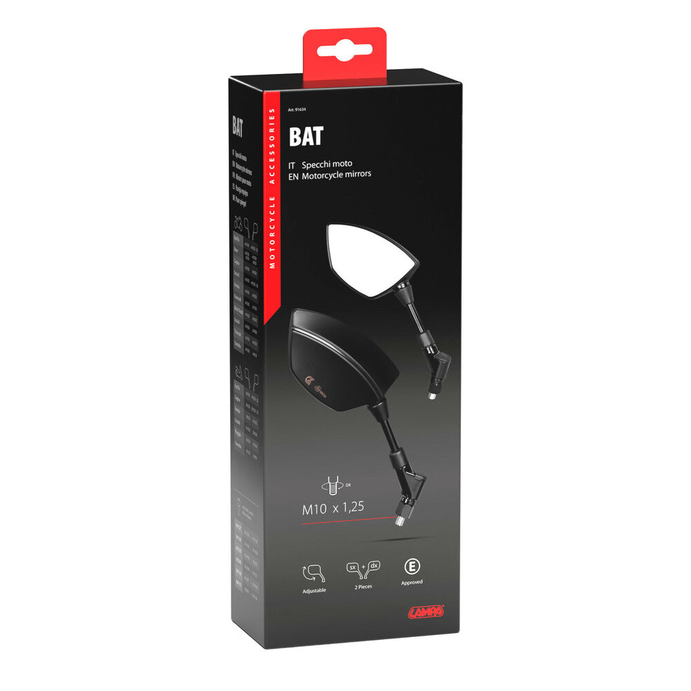 Lampa BAT Motorspiegel Set M10 x 1.25 Zwart | Universele Motor Spiegelset