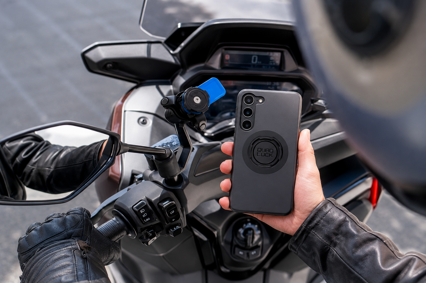 Support de rétroviseur Quad Lock avec coque Samsung