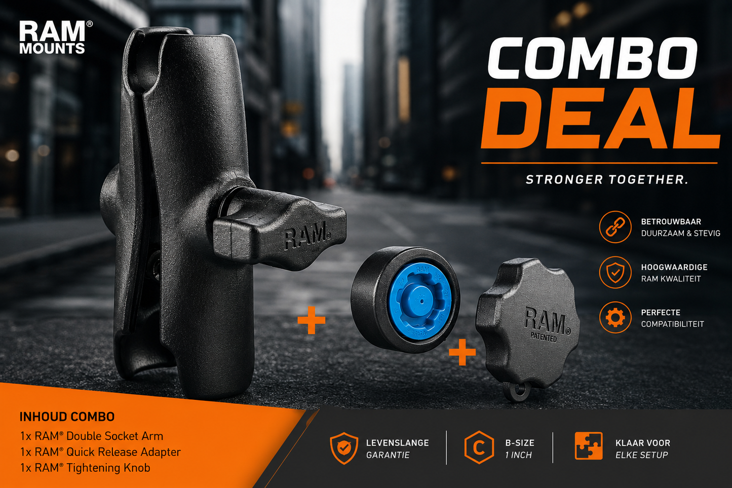 OFFRE : Support RAM Mount moyen 9,4 cm + Molette de sécurité Pin-Lock