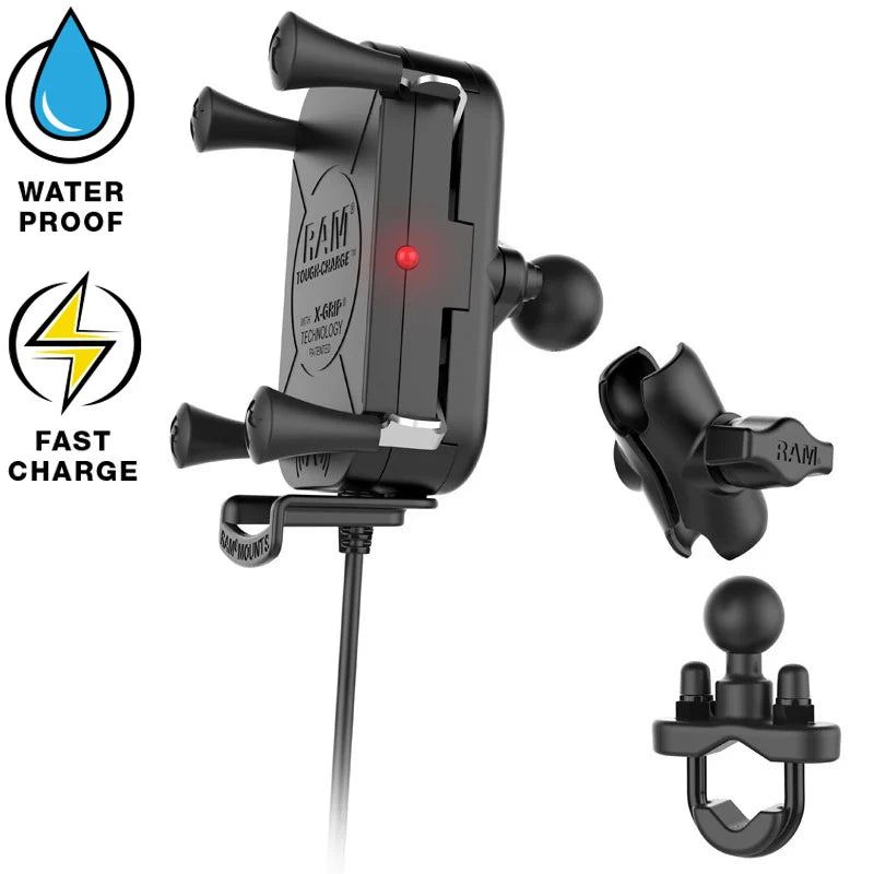 Chargeur de téléphone sans fil étanche RAM Tough-Charge avec support de guidon (RAM-B-149Z-A-UN12W)
